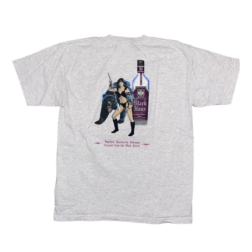 Vintage Black Haus Blackberry Schnapps T Shirt XL‎ Gray Murina Single Stitch USA